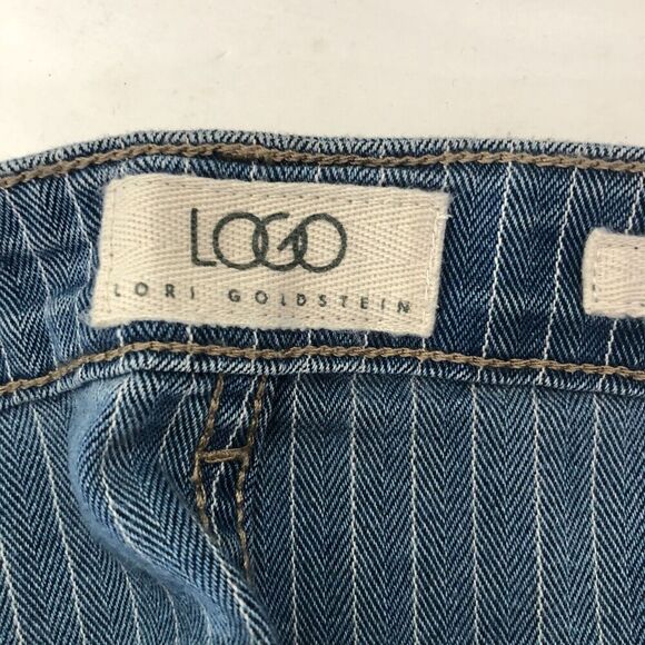 Logo by Lori Goldstein Jeans Womens Size 10 Blue Striped Denim Mid Rise Flare - Picture 5 of 15